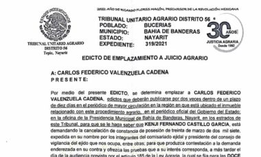 Edicto Emplezamiento Juicio Agrario Cover