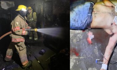 Bombero Apagando Incendio Y Herido Cover