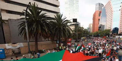 CNTE teachers demand breaking relations with Israel during march